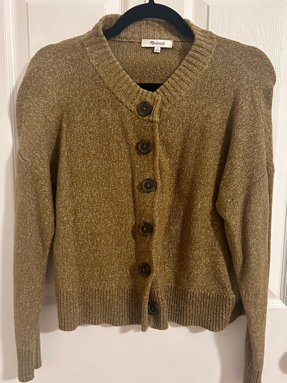 Rich Green Brown Button-Up Madewell Cardigan Sweater